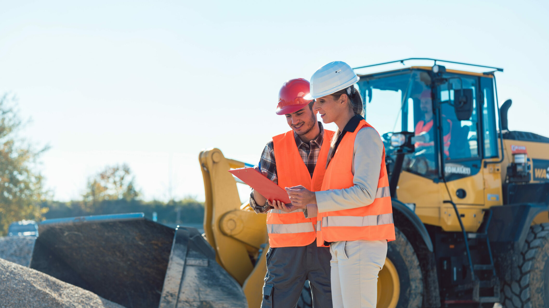 Site manager and worker